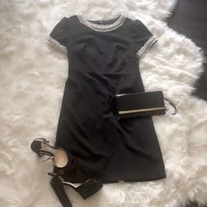 Betsy Johnson black dress w jewel detail worn once!